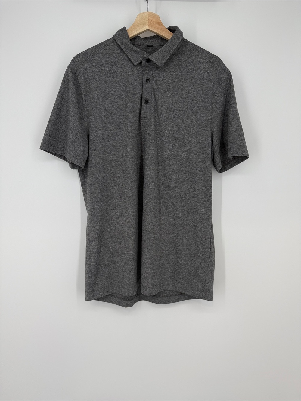 Lululemon Men's Gray Short-Sleeve Polo Shirt